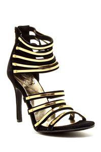 Regal Black and Gold Strappy High Heel Shoes- Serenity Heart Boutique